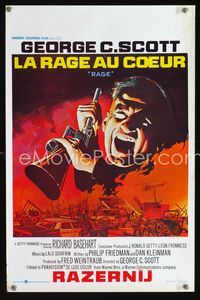 2j246 RAGE Belgian movie poster '72 cool different art of George C. Scott with gun!