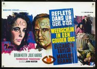 2j251 REFLECTIONS IN A GOLDEN EYE Belgian '67 different art of Liz Taylor & Marlon Brando by Ray!