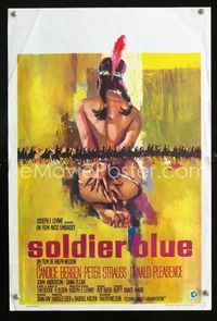 2j274 SOLDIER BLUE Belgian poster '70 artwork of sexy bound Native American Indian girl by Ray!