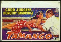 2j284 TAMANGO Belgian '59 different art of Dorothy Dandridge & Curt Jurgens, interracial romance!