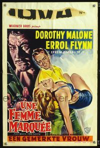 2j297 TOO MUCH, TOO SOON Belgian poster '58 Errol Flynn, sexy Dorothy Malone as Diana Barrymore!