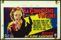2j308 WHILE THE CITY SLEEPS Belgian '56 cool art of the Lipstick Killer's victim by Wik, Fritz Lang