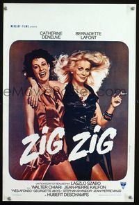 2j316 ZIG-ZAG Belgian movie poster '75 sexy smoking Catherine Deneuve & Bernadette Lafont!