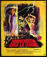 2j528 FRANKENSTEIN CREATED WOMAN French 15x21 poster '67 Peter Cushing, cool different horror art!