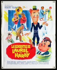 2j531 FURTHER PERILS OF LAUREL & HARDY French 15x21 '67 different art of Stan & Ollie by Grinsson!