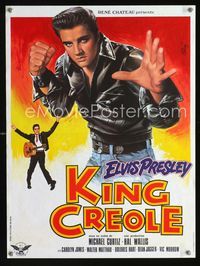 2j543 KING CREOLE video French 15x21 R78 best different art of tough Elvis Presley by Jean Mascii!