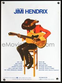 2j477 JIMI HENDRIX French 23x32 movie poster '74 cool artwork of the rock & roll god with guitar!