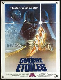 2j498 STAR WARS French 23x32 poster '77 George Lucas classic sci-fi epic, great art by Tom Jung!