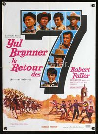 2j490 RETURN OF THE SEVEN French 23x32 poster '66 gunfighter Yul Brynner, cool different image!