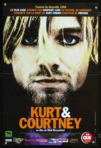 2j544 KURT & COURTNEY French 15x21 poster '98 grunge music, great super close portrait of Cobain!