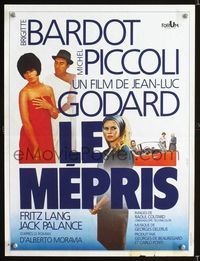 2j551 LE MEPRIS French 15x21 movie poster R70 Jean-Luc Godard, Brigitte Bardot, cool image by Landi!
