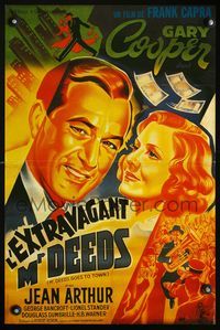 2j560 MR. DEEDS GOES TO TOWN French 15x21 R87 different art of Gary Cooper & Jean Arthur, Capra