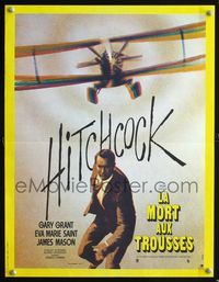 2j565 NORTH BY NORTHWEST French 15x21 R74 Hitchcock, classic image of Grant chased by cropduster!