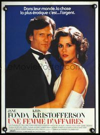 2j581 ROLLOVER French 15x21 '81 great close up of sexy Jane Fonda & Kris Kristofferson in tux!