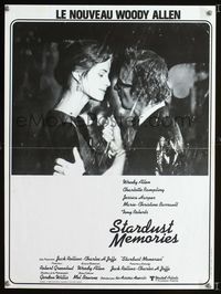 2j588 STARDUST MEMORIES French 15x21 '80 great close up of Woody Allen & Charlotte Rampling in rain