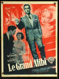 2j497 STAGE FRIGHT French 23x32 poster '50 Marlene Dietrich, Alfred Hitchcock, cool different image!