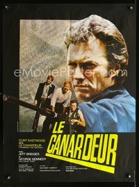 2j504 THUNDERBOLT & LIGHTFOOT French 23x32 '74 great different image of Clint Eastwood w/HUGE gun!