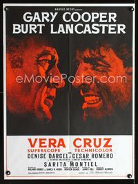 2j508 VERA CRUZ French 23x32 R70s best close up artwork of cowboys Gary Cooper & Burt Lancaster!