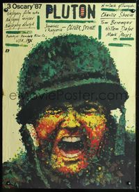 2j438 PLATOON Polish poster '86 Oliver Stone, wild art of Vietnam War soldier by Andrzej Pagowski!