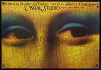 2j443 VISUAL STUDIO Polish commercial poster '89 cool art of Mona Lisa's eyes by Wieslaw Walkuski!