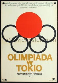 2j401 TOKYO OLYMPIAD Polish 23x33 '66 Kon Ichikawa, Olympics in Japan, cool art by Janusz Rapnicki!