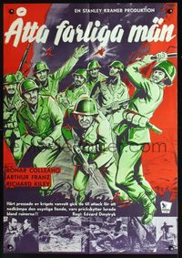 2j004 EIGHT IRON MEN Swedish movie poster '52 cool artwork of World War II soldiers in battle!