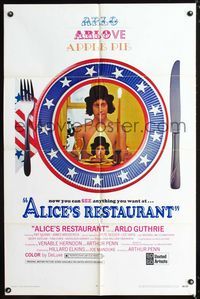 2i012 ALICE'S RESTAURANT one-sheet movie poster '69 Arlo Guthrie, Arthur Penn