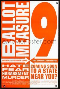 2i034 BALLOT MEASURE 9 orange one-sheet movie poster '95 anti-gay amendment proposed in Oregon!