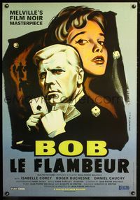 2i071 BOB LE FLAMBEUR one-sheet poster R01 Jean-Pierre Melville, Isabelle Corey, Jean Mascii art!