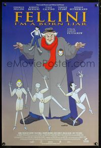 2i166 FELLINI: I'M A BORN LIAR one-sheet '03 Federico Fellini pulling puppet strings, Moel art!