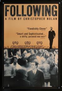 2i181 FOLLOWING one-sheet movie poster '98 Christopher Nolan, Jeremy Theobald, design by Kevin Gaor