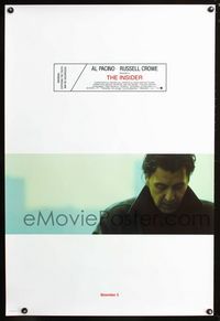 2i226 INSIDER DS advance one-sheet movie poster '99 Al Pacino, Russell Crowe, Christopher Plummer
