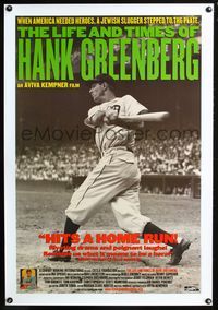 2i276 LIFE & TIMES OF HANK GREENBERG one-sheet '99 Jewish baseball star, Gates Sisters design!
