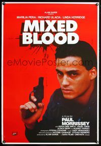 2i317 MIXED BLOOD one-sheet '85 Paul Morrissey, children fighting drug wars in New York, Hurel art