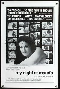 2i332 MY NIGHT AT MAUD'S 1sh R1980s Eric Rohmer's Ma nuit chez Maud, Trintignant, Francoise Fabian!