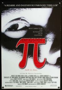 2i368 PI DS one-sheet movie poster '98 Darren Aronofsky sci-fi mathematician thriller!
