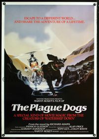 2i373 PLAGUE DOGS 1sh '82 Martin Rosen canine cartoon, John Hurt, Patrick Stewart, Erichsen art!