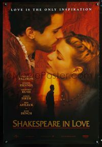 2i409 SHAKESPEARE IN LOVE int'l teaser 1sh 98 romantic close up of Gwyneth Paltrow & Joseph Fiennes!