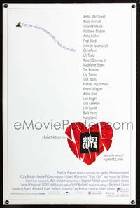 2i412 SHORT CUTS DS one-sheet poster '93 directed by Robert Altman, Andie MacDowell, Julianne Moore