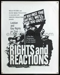 2i393 RIGHTS & REACTIONS special movie poster '88 Rights for gays and lesbians, Kuhn art!