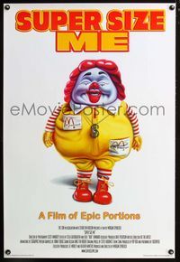 2i444 SUPER SIZE ME one-sheet movie poster '04 fast food, obesity, shocking, Ron English artwork!