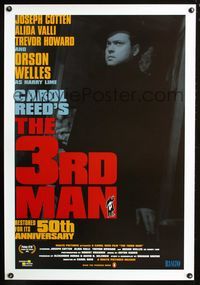 2i466 THIRD MAN one-sheet R99 Orson Welles in doorway, plus Cotten & Valli, classic film noir!