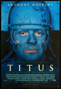 2i472 TITUS advance Hopkins one-sheet movie poster '99 Anthony Hopkins, Jessica Lange, Shakespeare