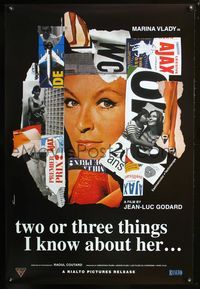 2i484 TWO OR THREE THINGS I KNOW ABOUT HER one-sheet R07 Jean-Luc Godard, classic Ferracci art!