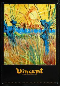 2i490 VINCENT one-sheet movie poster '87 Vincent Van Gogh's Willows at Sunset!