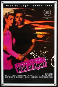 2i508 WILD AT HEART one-sheet poster '90 David Lynch, sexiest image of Nicolas Cage & Laura Dern!