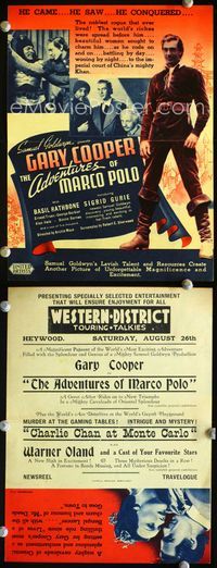 2k298 ADVENTURES OF MARCO POLO Australian movie herald '37 Gary Cooper in the title role!