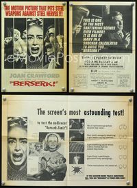 2k059 BERSERK movie herald '67 crazy Joan Crawford, sexy Diana Dors, circus horror!