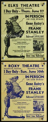 2k121 FRANK STANLEY IN PERSON 6 movie heralds '30s Gene Autry's pal!