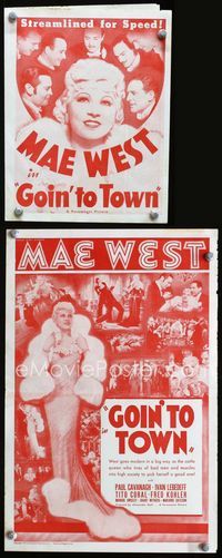 2k124 GOIN' TO TOWN movie herald '35 great image of Mae West, Paul Cavanagh